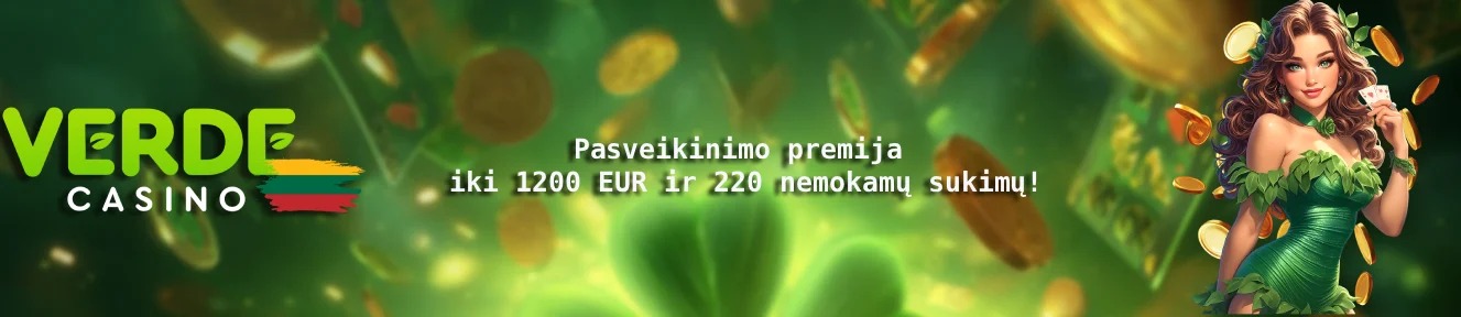 Verde Casino Lietuva: premijos iki 1200€ ir 220 nemokamų sukimų!